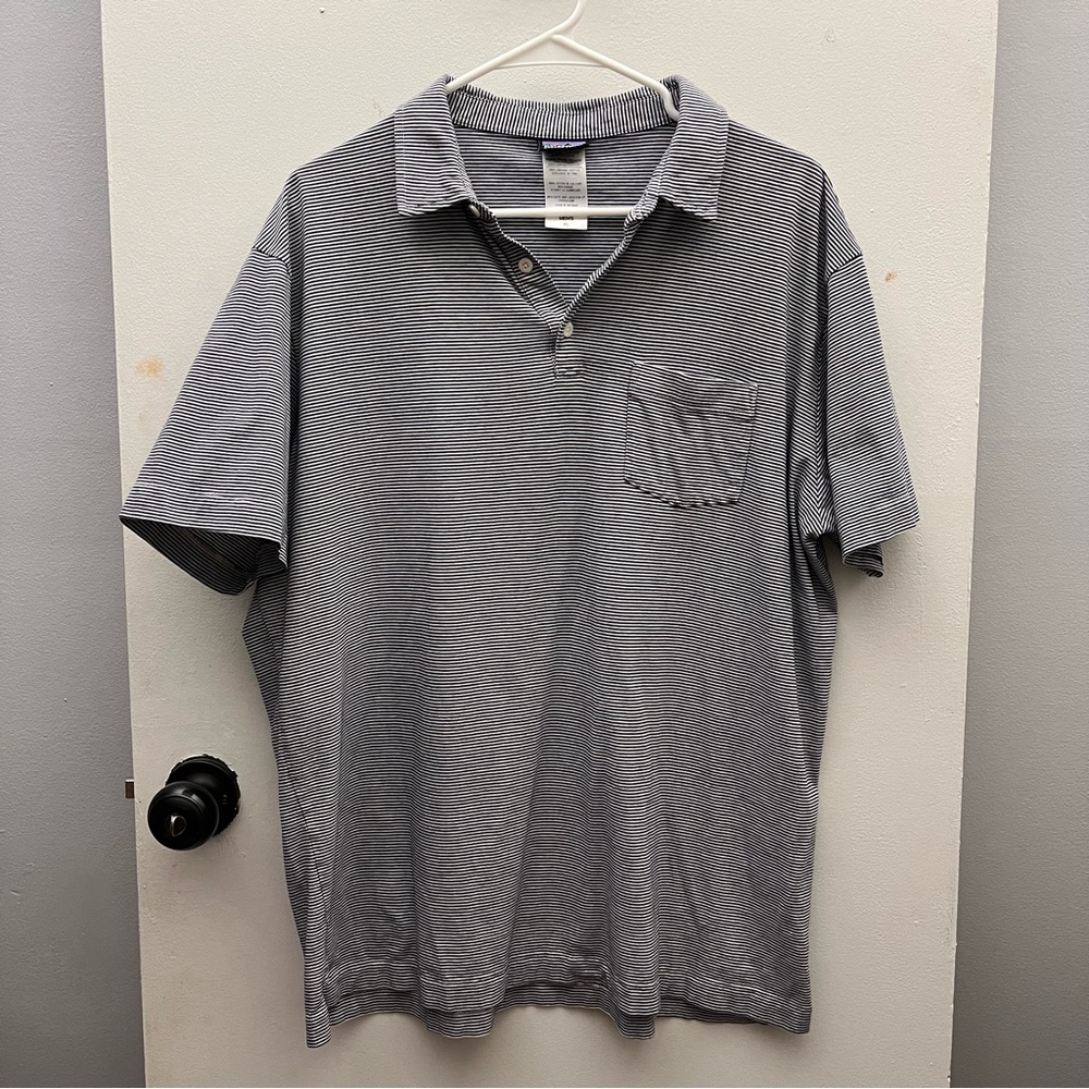 Men’s Patagonia 100% Organic Cotton Striped Polo Shirt Size XL